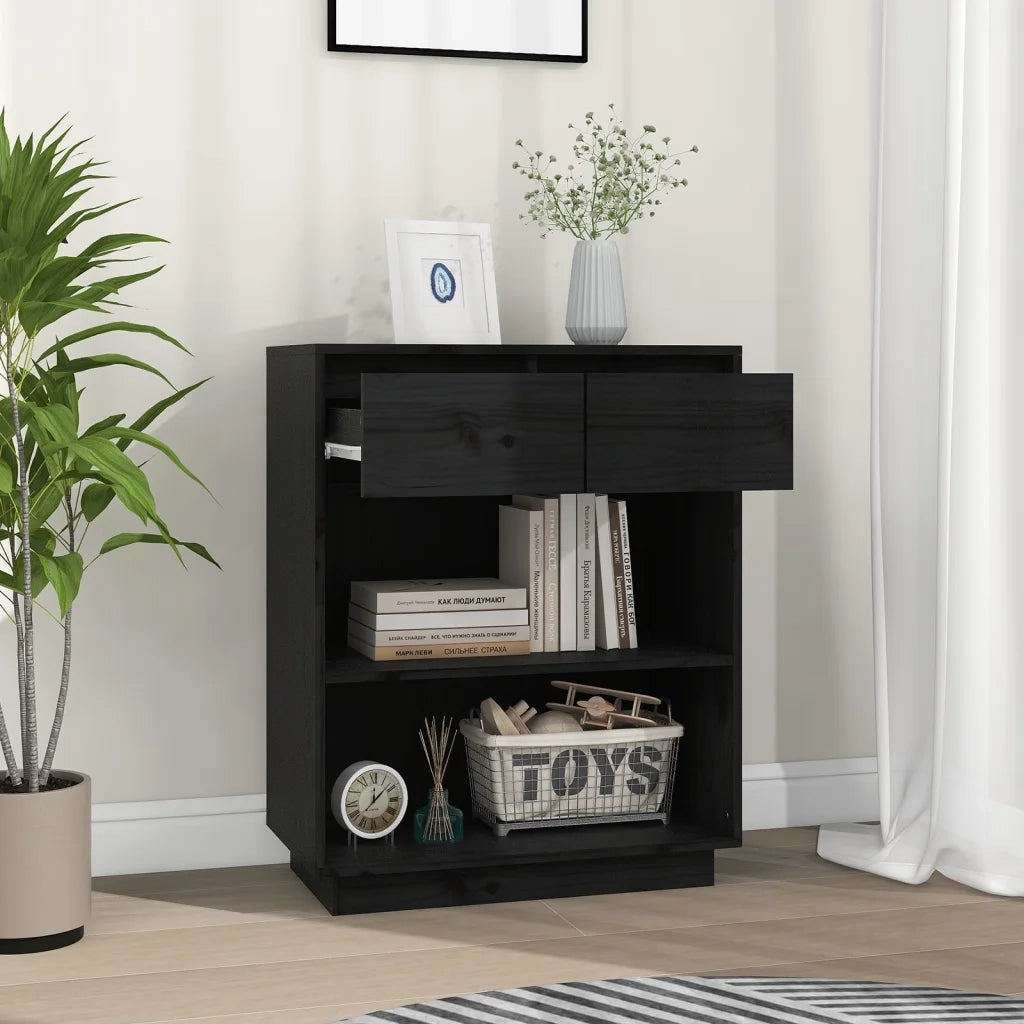 Mobile Consolle Nero 60x34x75 cm in Legno Massello di Pino cod mxl 20342