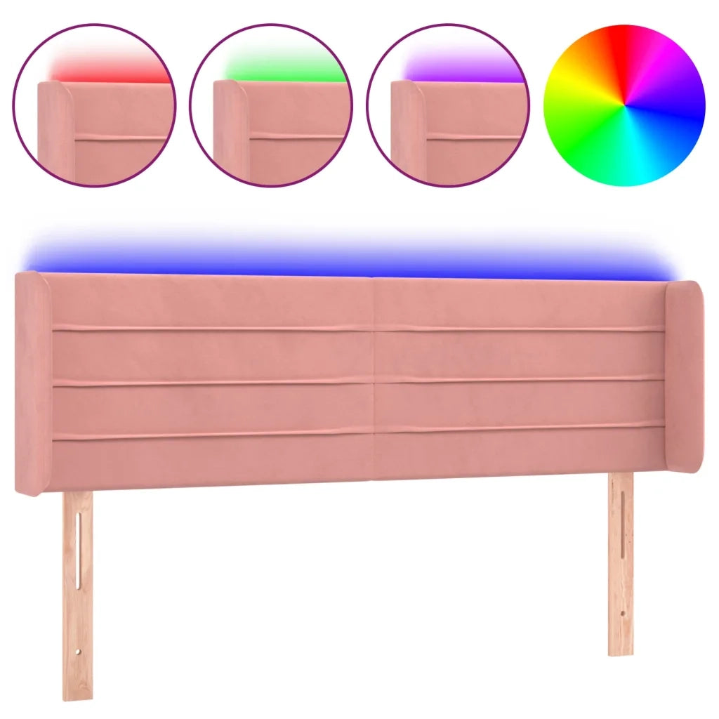 Testiera a LED-Testata con LED Rosa 147x16x78/88 cm in Velluto 572310