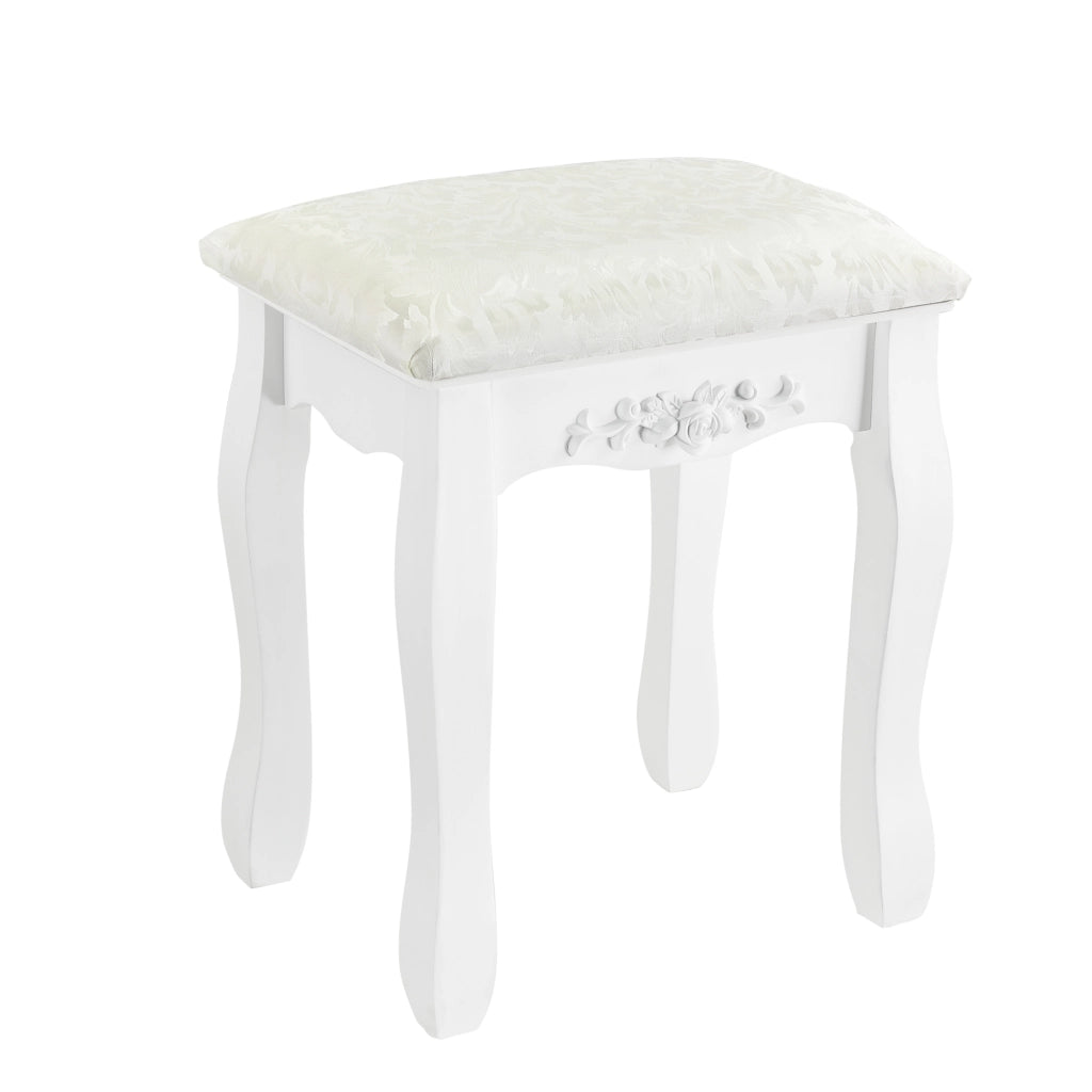 Tavolo da Trucco Limerick con Specchio Integrato e Sgabello - Bianco [en.casa]