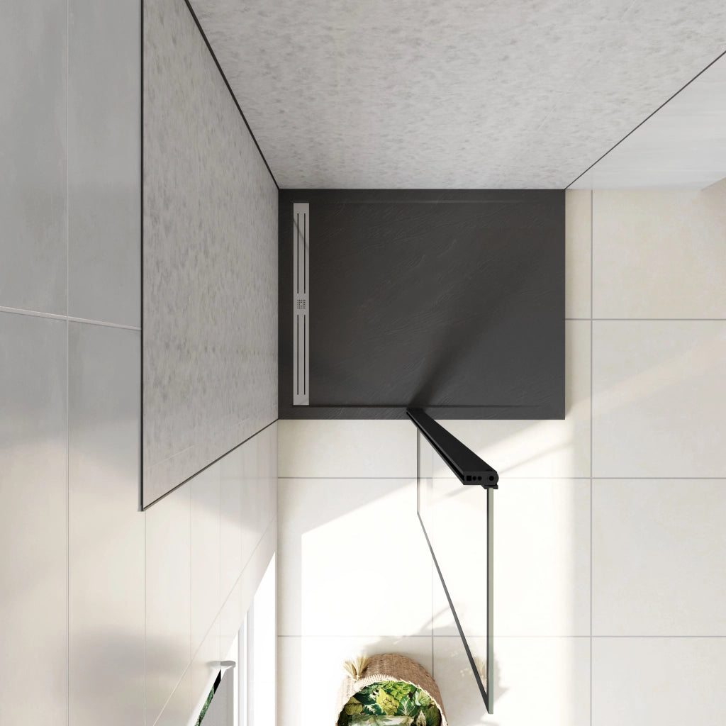 Paraspruzzo Paretina mobile 40x200cm per Walk In Vetro Temperato Trasparente da 8 mm Anticalcare Telaio Nero Opaco