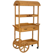 Carrello espositore in legno marrone 105x50x173h cm