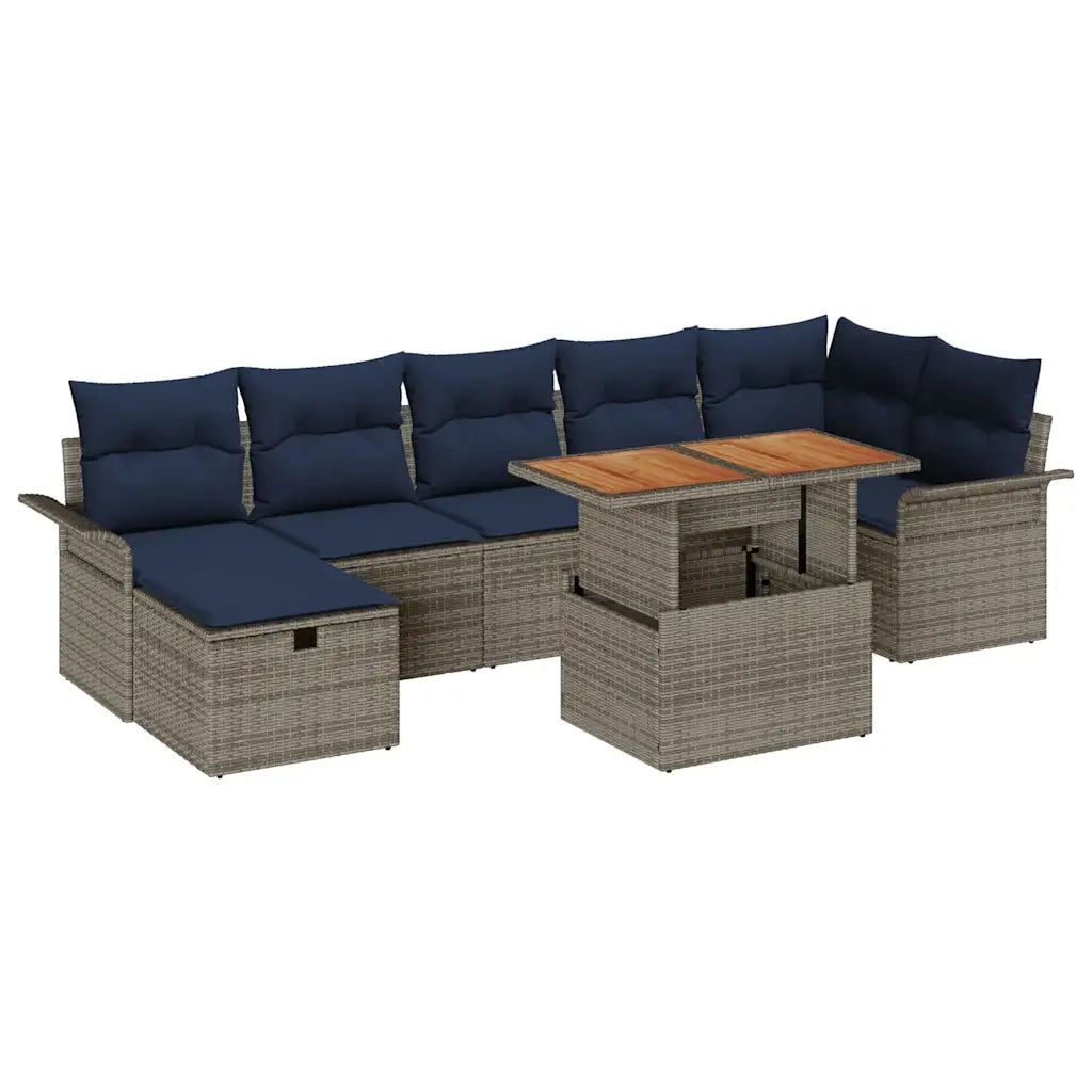 Set Divano da Giardino 8 pcs Grigio polyrattan
