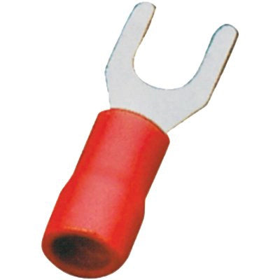 TERMINALE A FORCELLA A STRINGERE - ROSSO X CAVO MMQ 1,5/2,5 FORO MM 6,3 CF=PZ 20- 12 confezioni