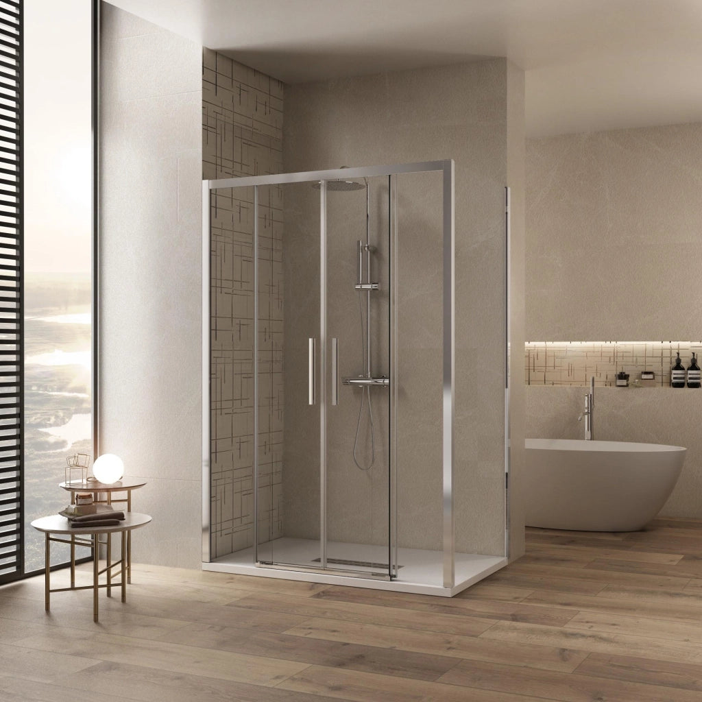 Box Doccia Angolare 80x170 cm 2 Ante Scorrevoli in Cristallo Trasparente 6mm H195 Bonussi Eliane