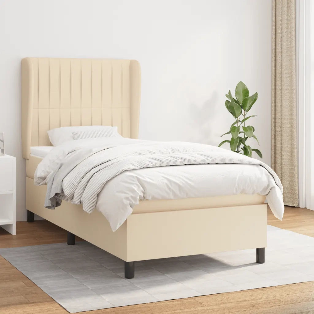 Giroletto a Molle con Materasso Crema 90x200 cm inTessuto