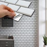 285 x 14 cm @24 pezzi Metro Tegola Bianco Sabbia Sticker - Adesivo e Sticking Tegole da Parete - Cucina Bagno Tegola Trasferibile