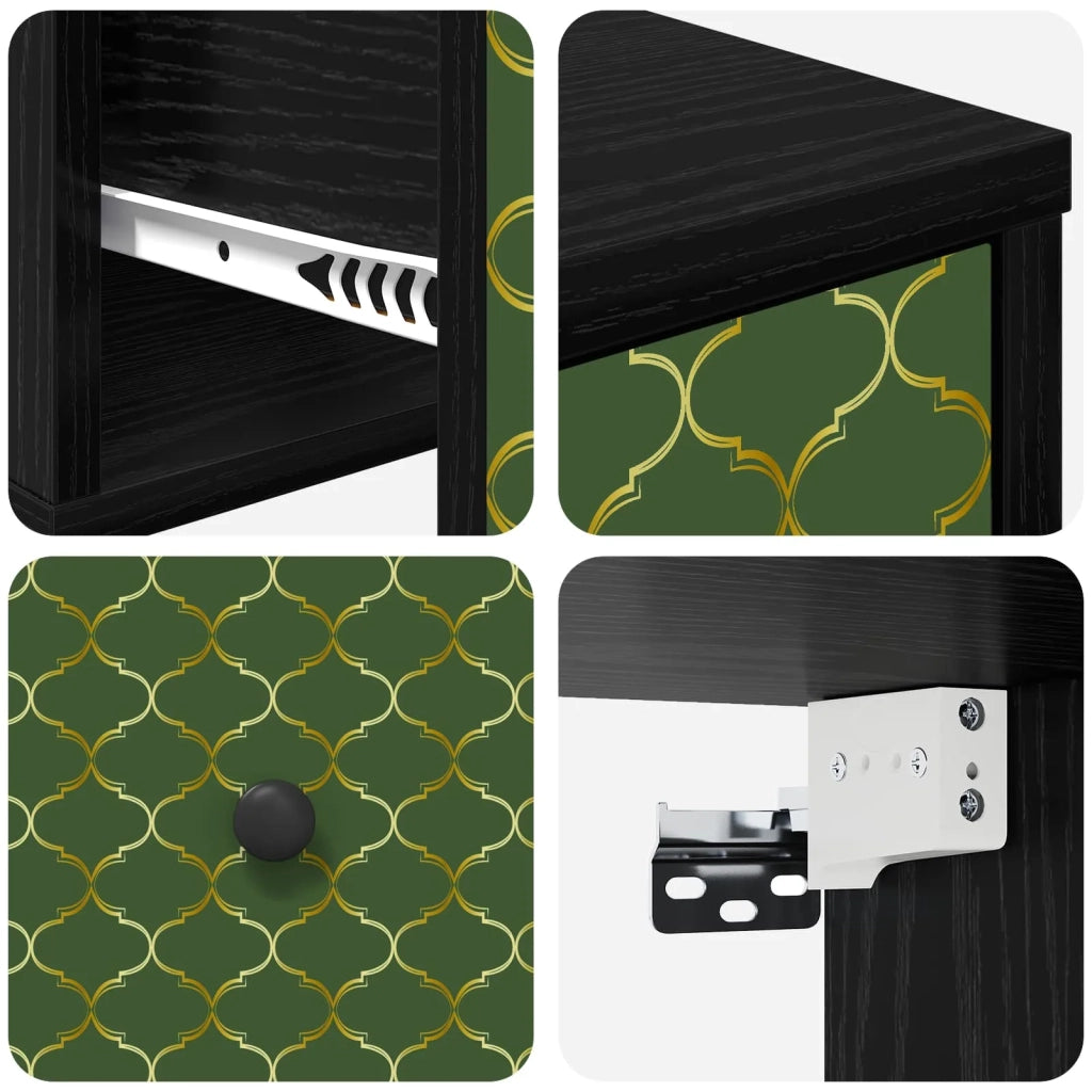 Mobiletto da comodino a parete GELEEN Rovere Nero 8007439