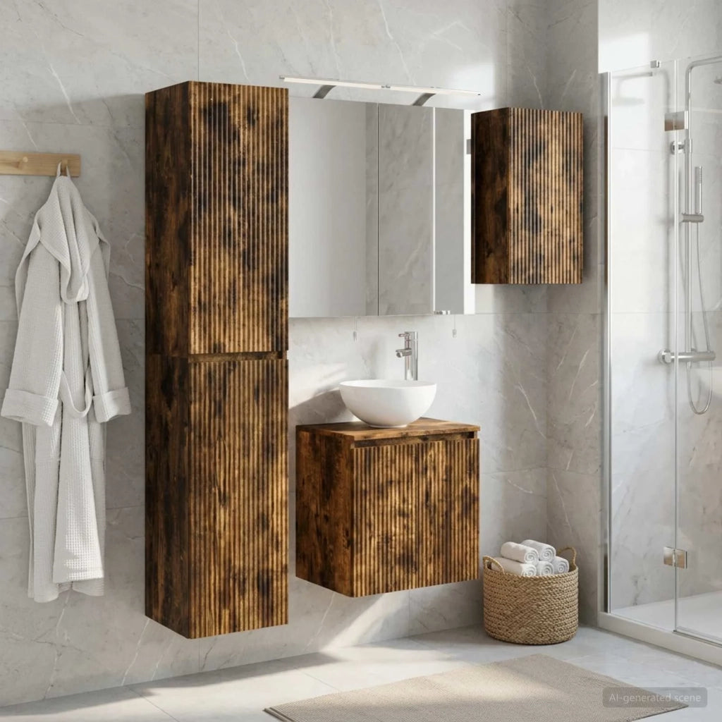 Set di Armadi da Bagno 5 pcs Rovere Fumo 50 x 14,5 x 70 cm 3407291