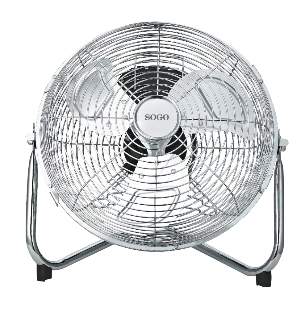 Ventilatore industriale da pavimento 30cm, 3 velocità regolabili, 55W motore alluminio, inclinazione regolabile - SOGO