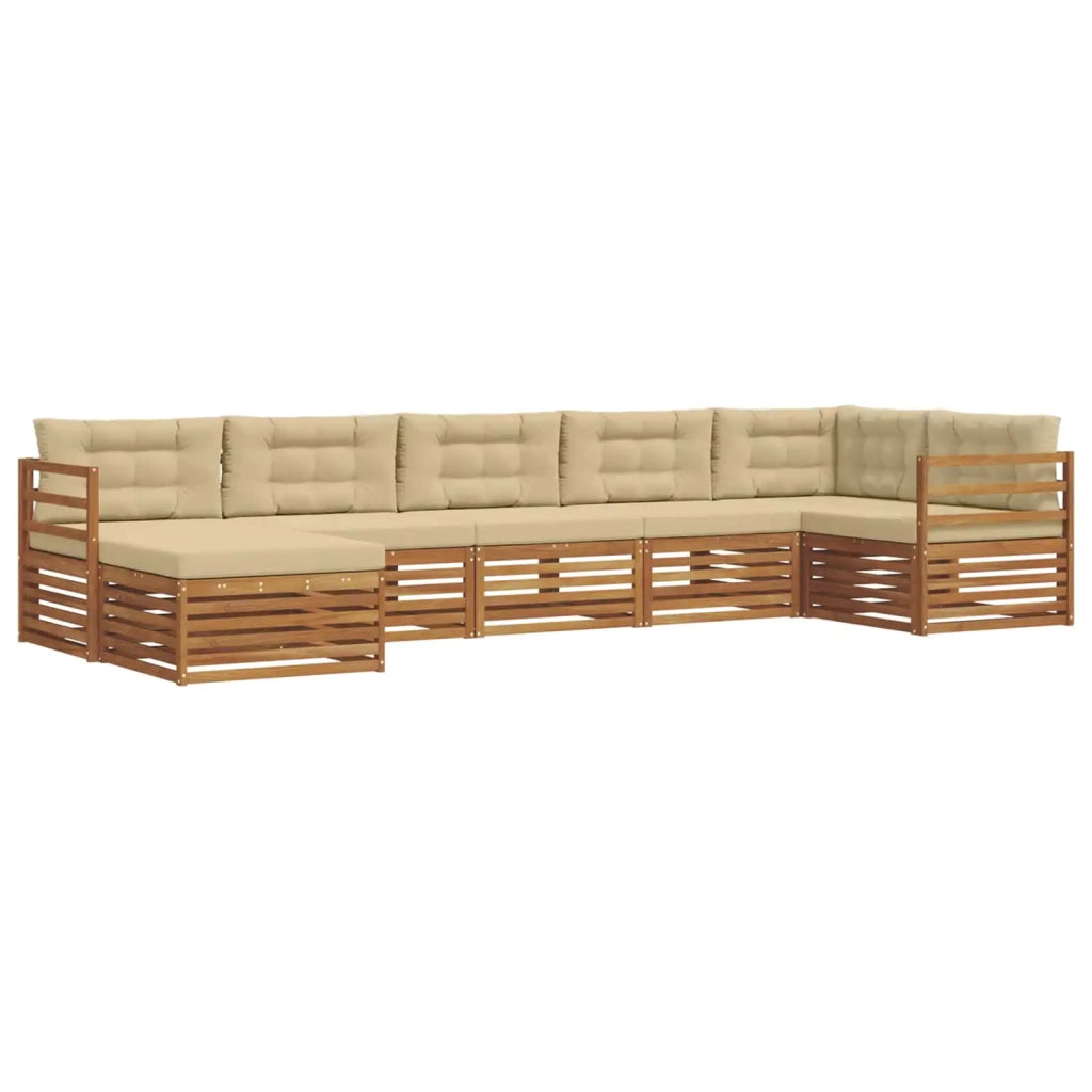 Set di divani da esterno con cuscino 7 pcs Naturale e Beige