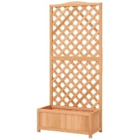 Fioriera con Traliccio per Rampicanti e Fondo Ampio, in Legno di Abete, 76x36x170 cm, Marrone
