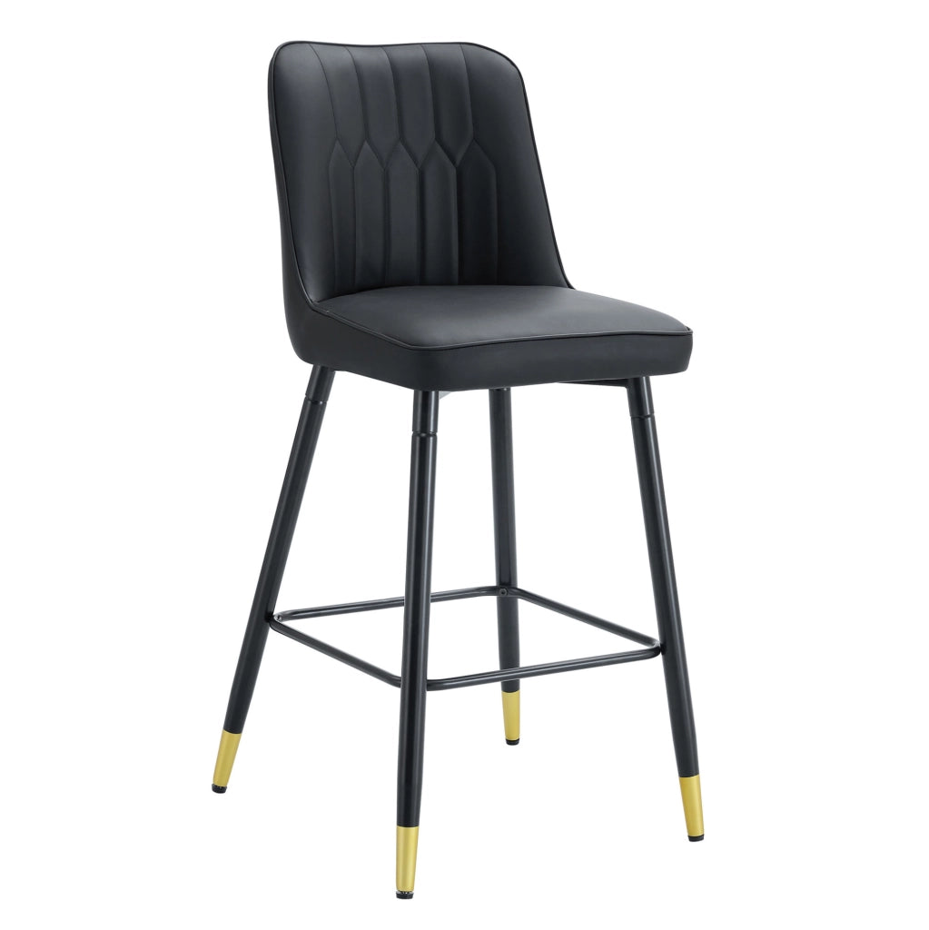 Set di 2 sgabelli da bar 100 cm in PU nero e metallo, poggiapiedi, per isola