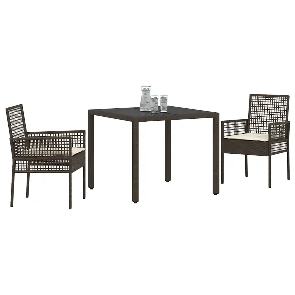 Set da Pranzo per Giardino 3 pz | Set Salotto da Giardino Marrone polyrattan