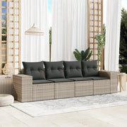 Set Divano da Giardino 4 pz con Cuscini-Sofa da Giardino-Divanetto da esterno Grigio Chiaro Polyrattan 541075