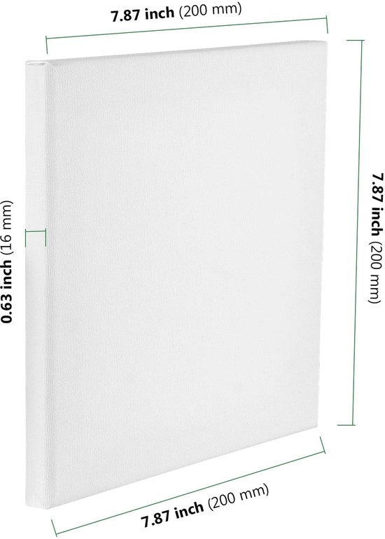 Pacchetto di 10 stendardi di tela di canapa 20 x 20 cm, bianchi, tesi, in cotone e legno, per acrilici e olio