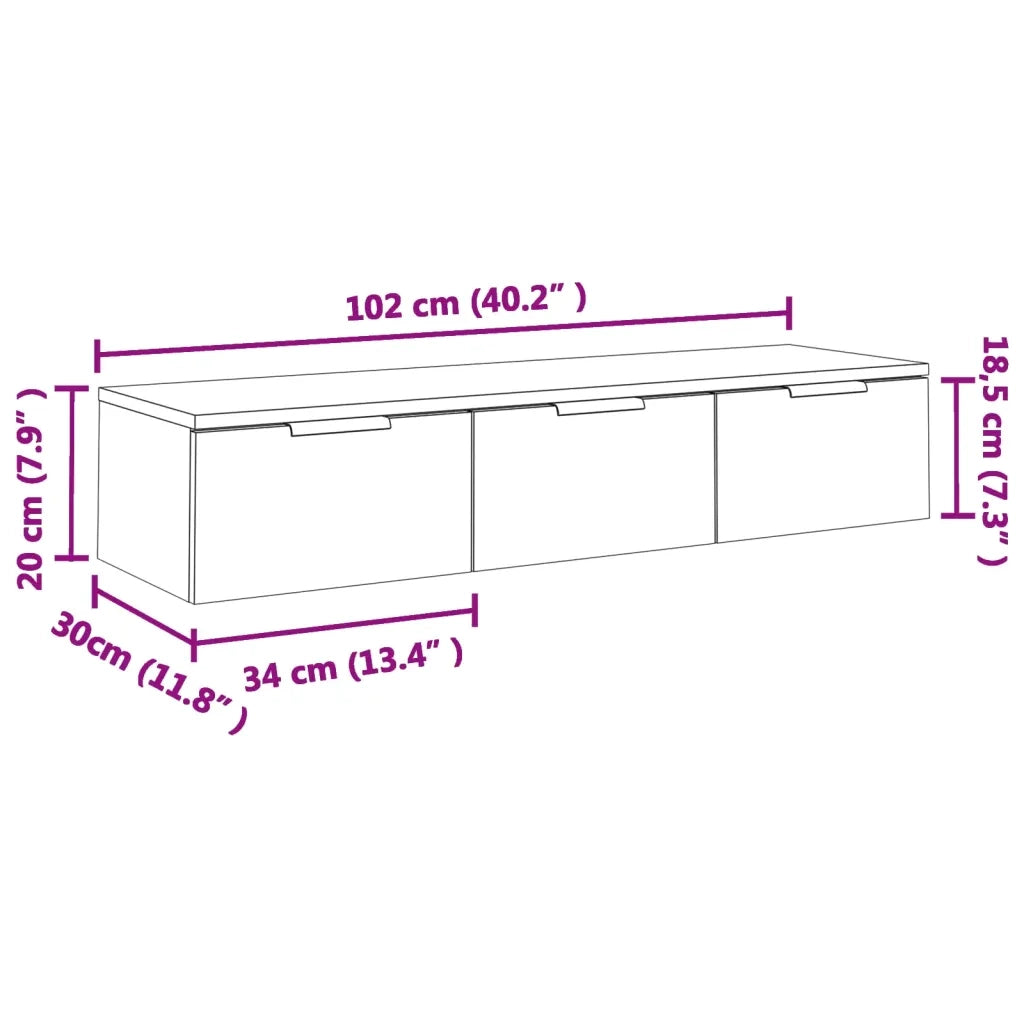 Armadietto a Muro Grigio Sonoma 102x30x20 cm Legno Multistrato 817097