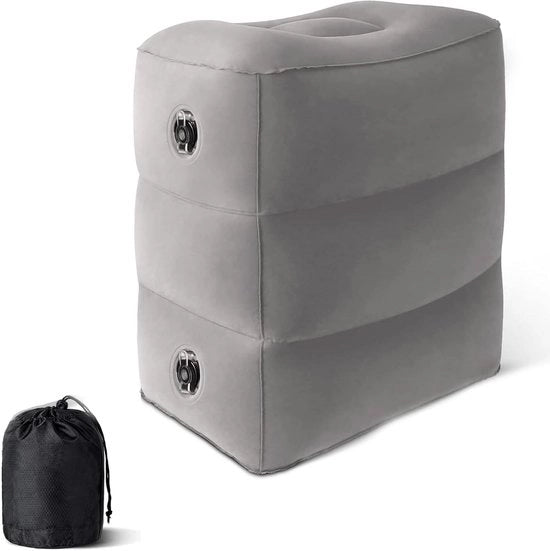 Piedistallo Inflabile - Regolabile in Altezza per Viaggi - Ideale per il Sonno, Ufficio, Casa e Altro (Grigio)