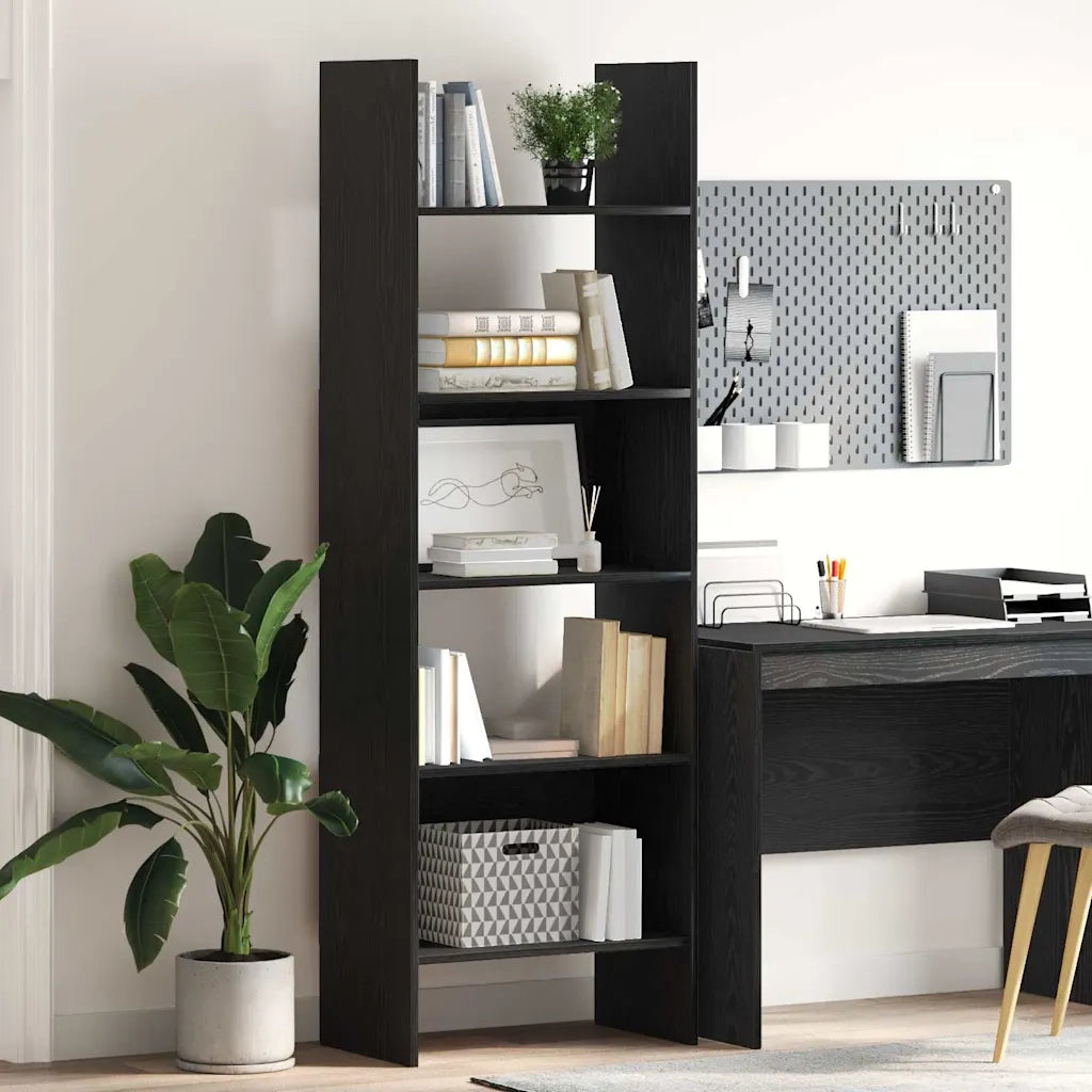 Armadio per Libri Rovere Nero 60 x 35 x 180 cm 875023