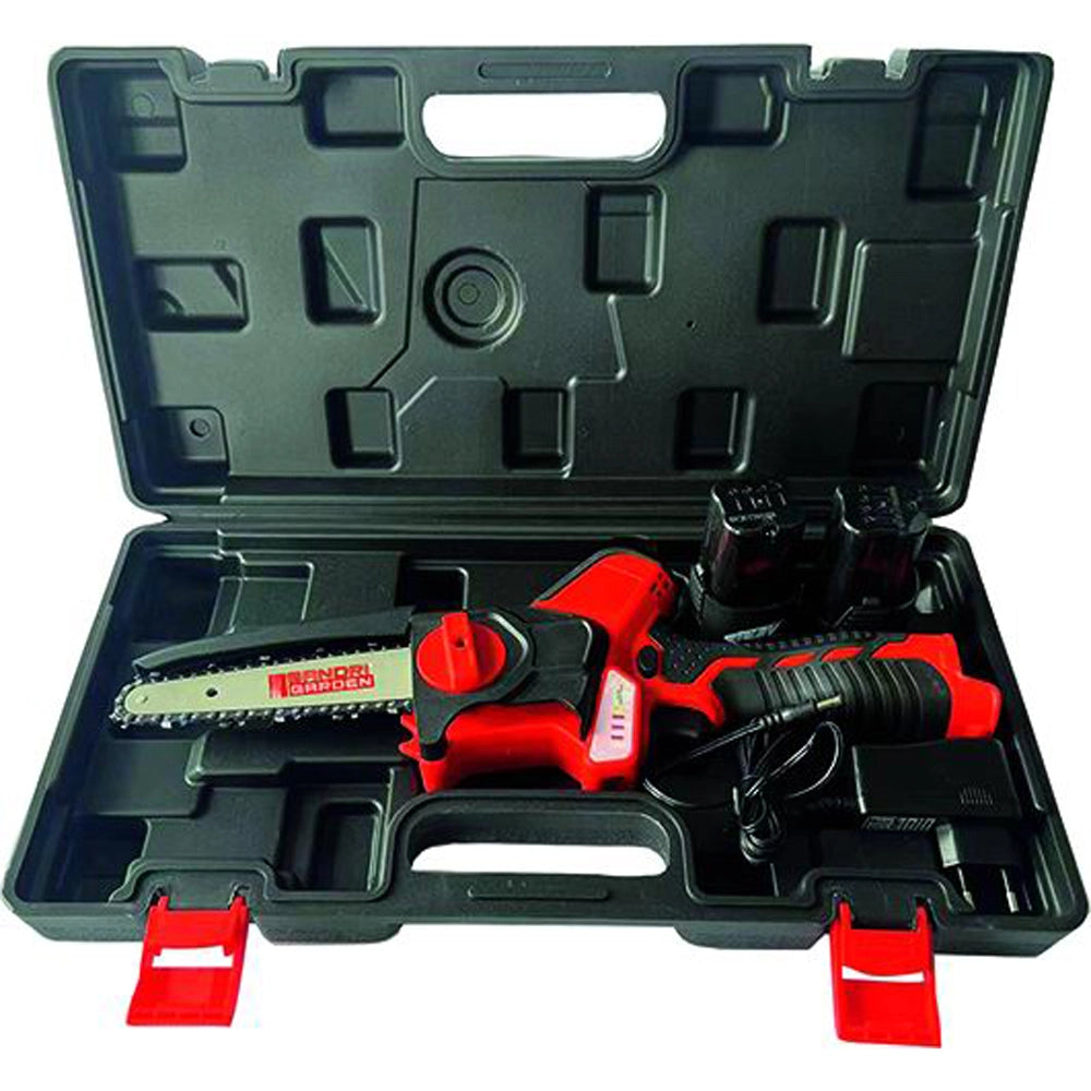 POTATORE SEGHETTO MOTOSEGA A BATTERIA 16,8V+2 BATTERIE 2Ah 14cm SG-TR1600 SANDRIGARDEN