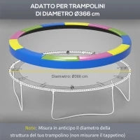 Copertura Tappeto Elastico Ø366x30 cm Pieghevole e Portatile, in Plastica, PE e Schiuma, Multicolore