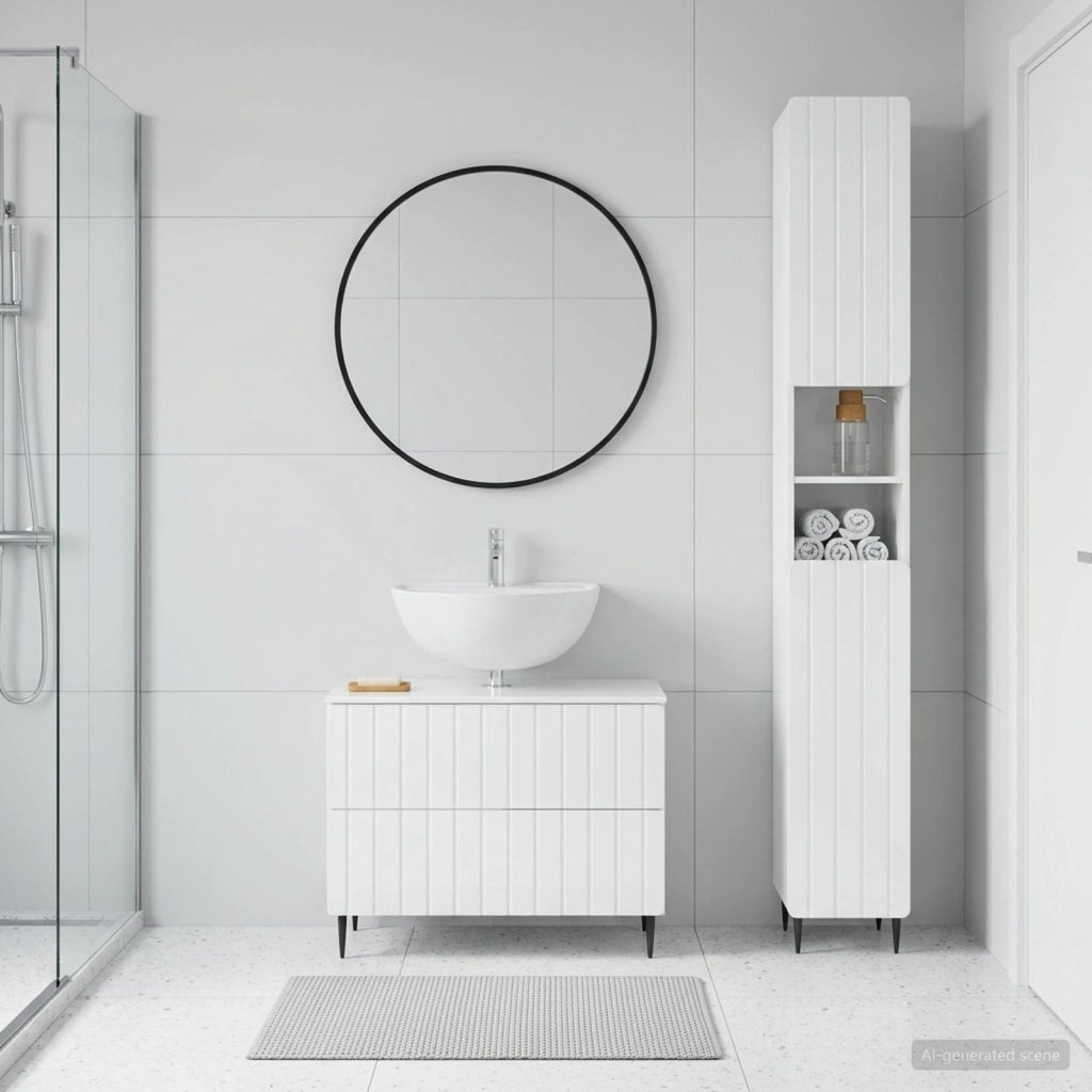 Set di Armadi da Bagno da 2 Pezzi ZWOLLE Bianco Lucido 3417517