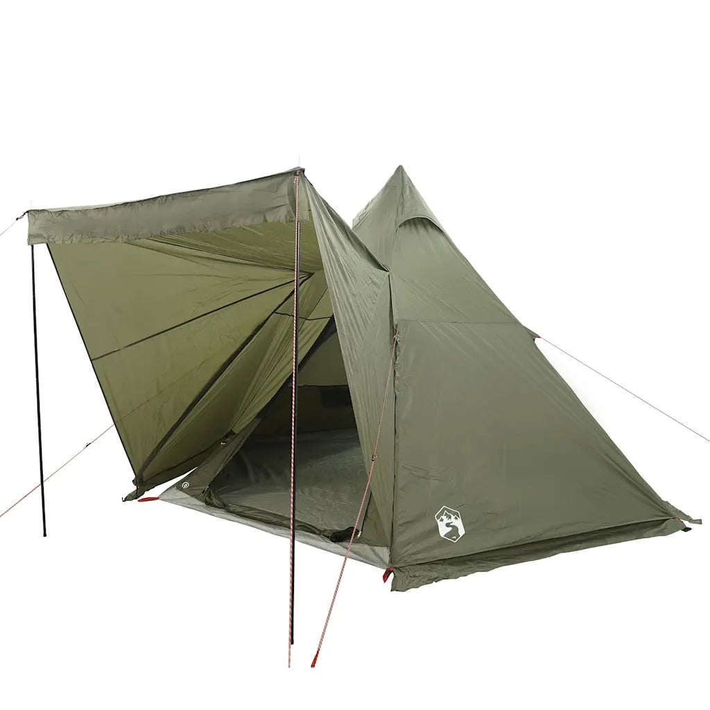 Tenda Familiare Tipi per 6 Persone-Tenda da campeggio Verde Oliva Impermeabile