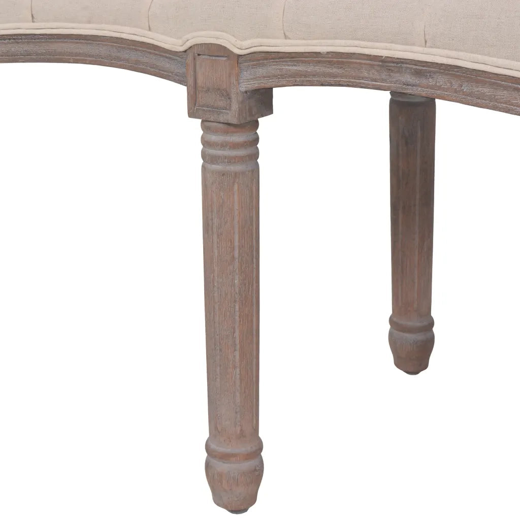 vidaXL Panca in Tessuto e Legno Massello 150x39,8x48 cm Bianco Crema