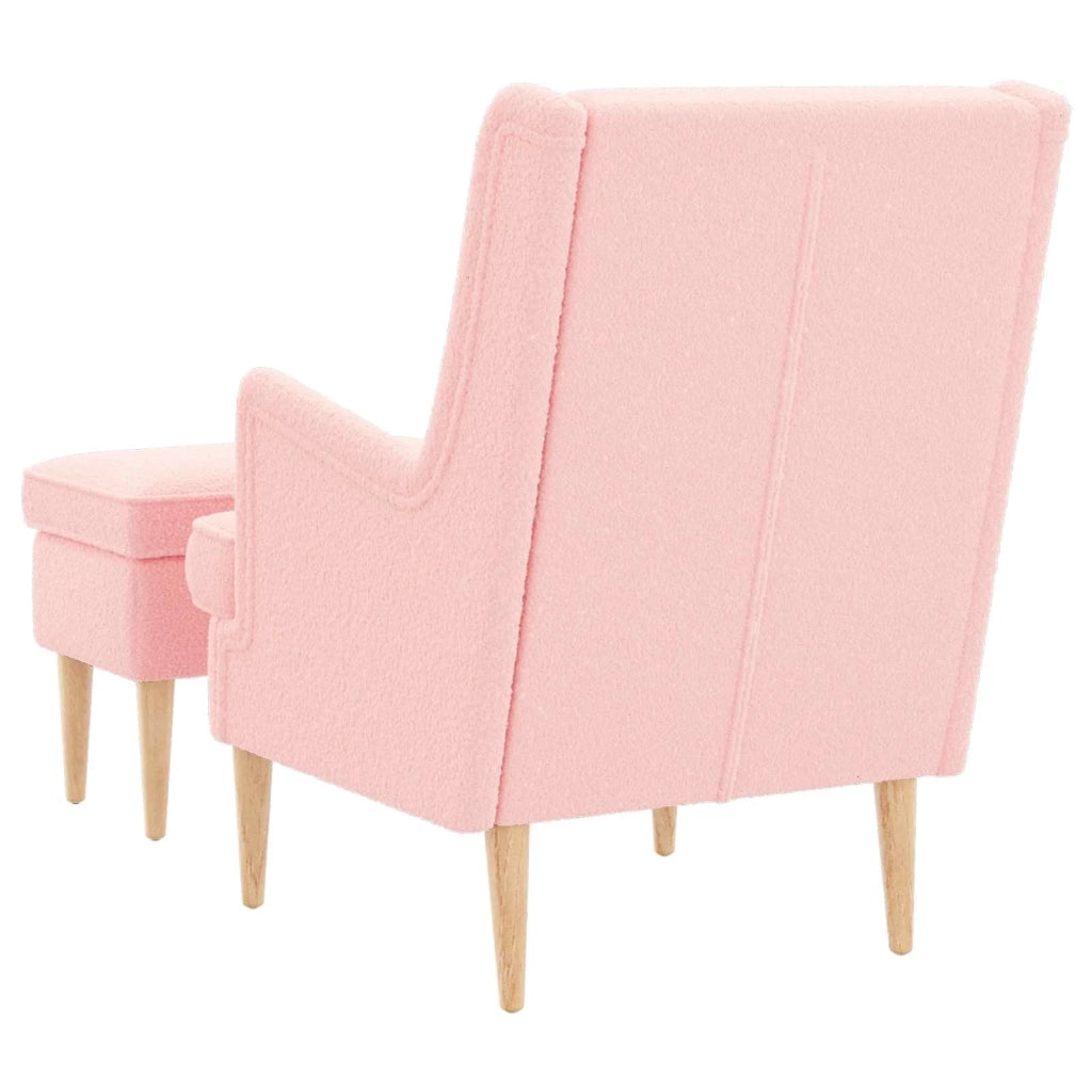 Poltrona con Ottomano 2 pz Rosa Bouclé 3418839