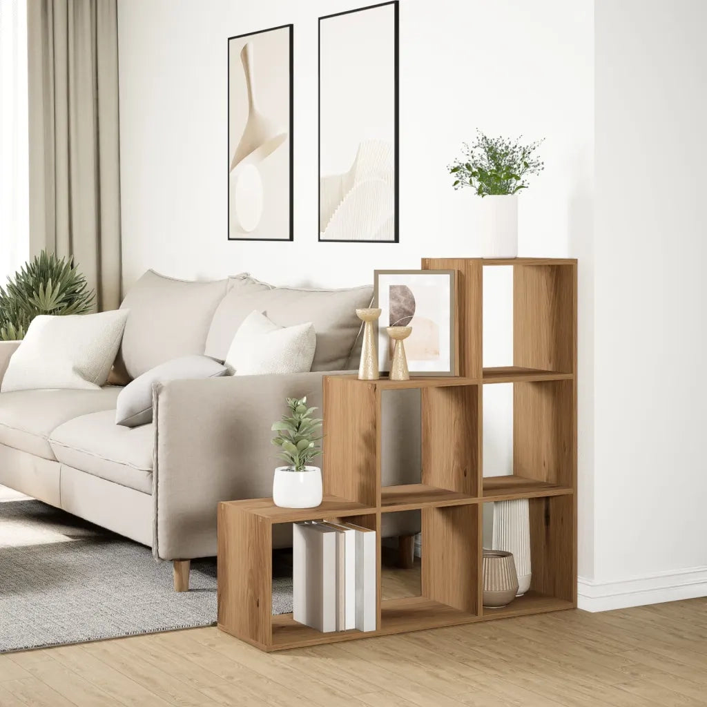 Libreria Divisorio 3Piani Rovere Artigianale 99x29x99Truciolato 857966