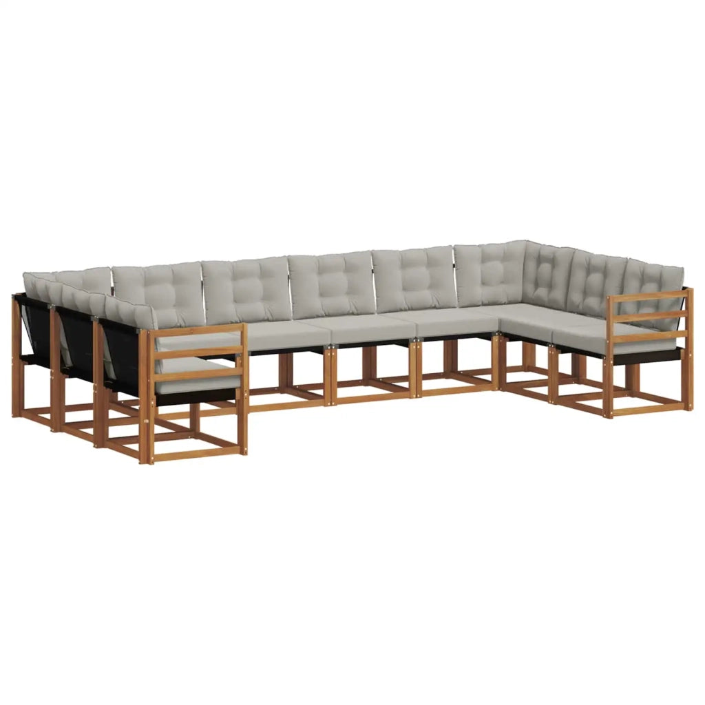 Set di divani da esterno 10 pcs Grigio Naturale e Chiaro