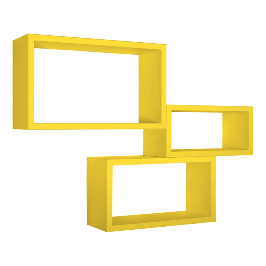 Set di 3 Mensole da Muro Modello TRITTCO. Misure 15.5x45.0x27.0 cm. fInitura  GIALLO CANARINO - MADE IN ITALY