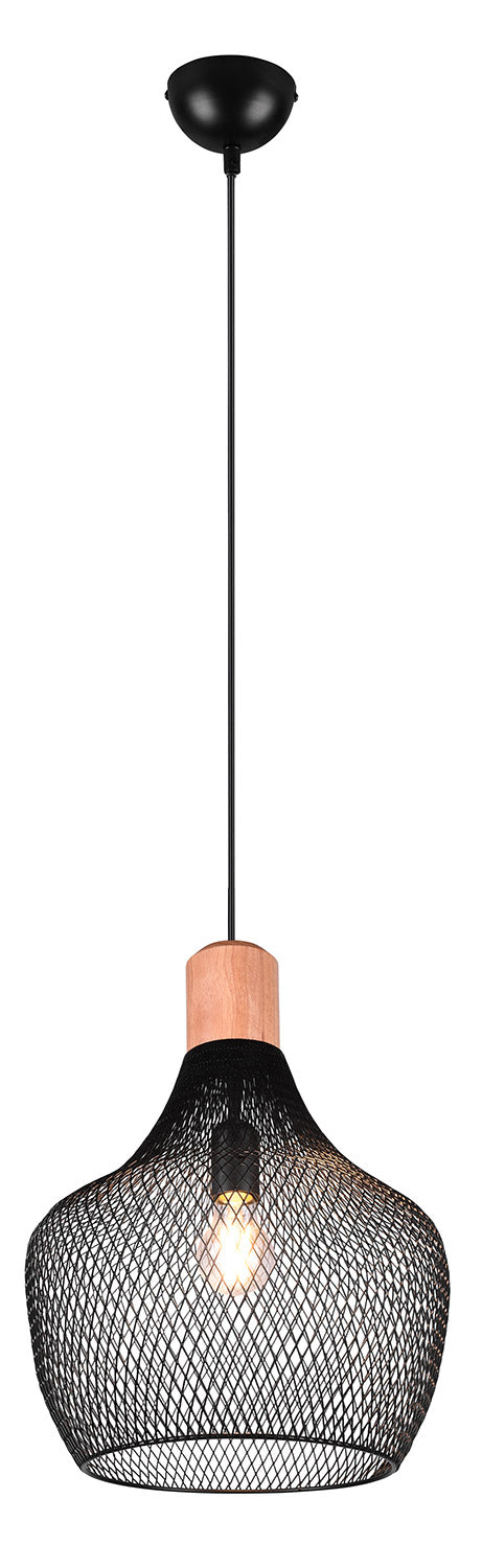 Lampada a Sospensione da Interno Attacco E27 in Metallo Nero Opaco