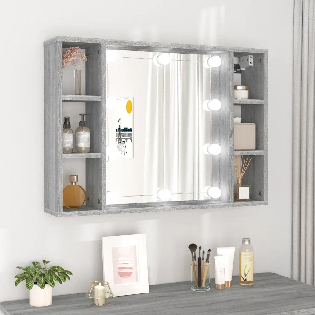 Mobile a Specchio con LED Grigio Sonoma 76x15x55 cm CFW2685618