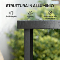 Tavolo da Pranzo da Giardino per 8 Persone in Alluminio e Plastica Legno Scuro e Nero