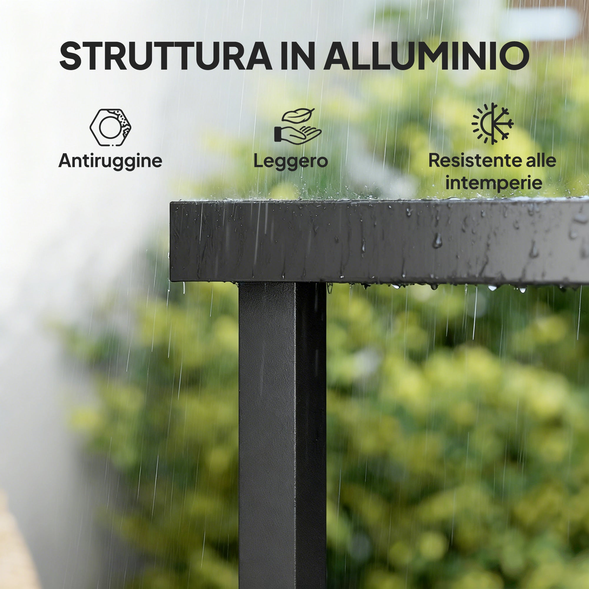 Tavolo da Pranzo da Giardino per 8 Persone in Alluminio e Plastica Legno Scuro e Nero