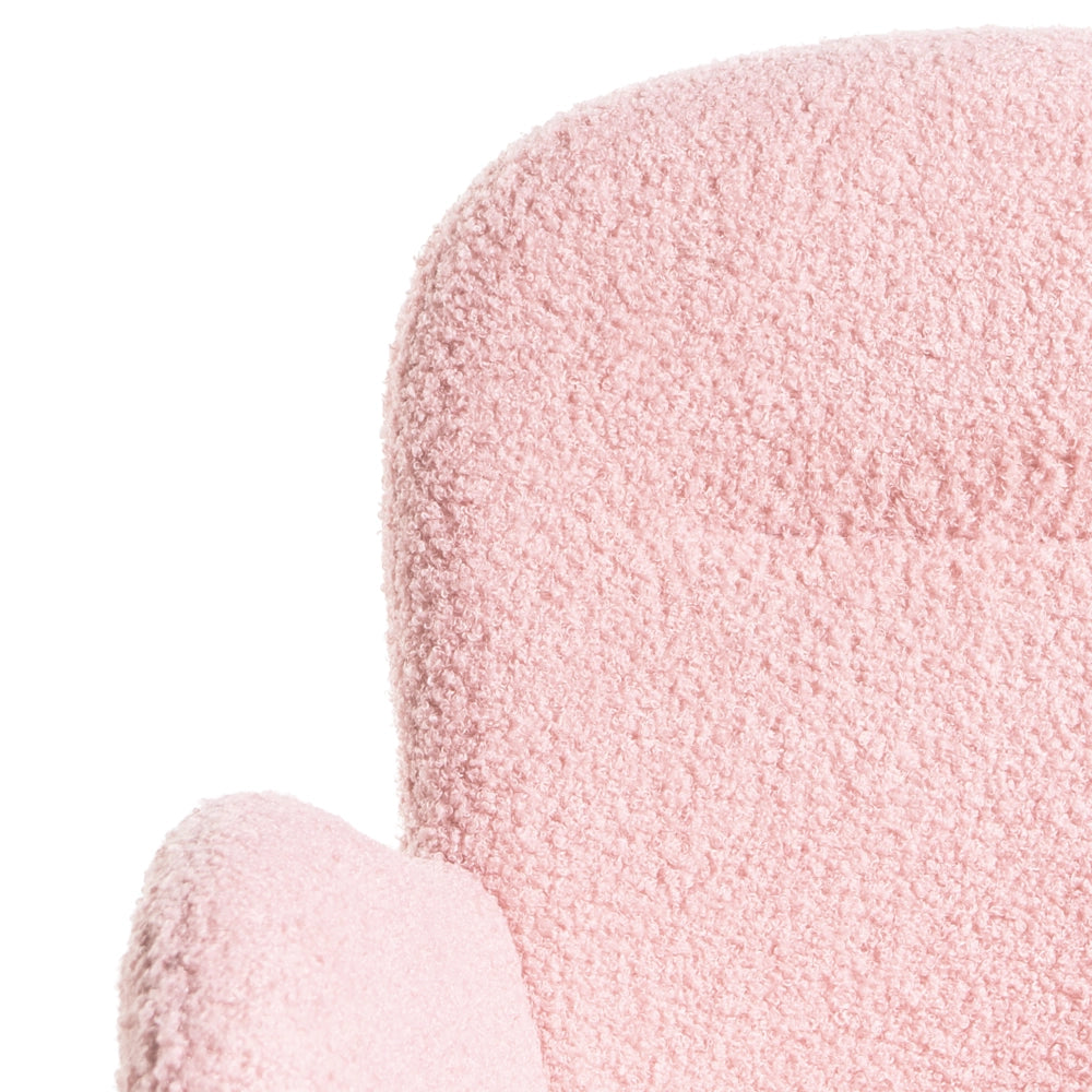 Sedia da ufficio girevole con altezza regolabile in tessuto boucle rosa pastello stile moderno retrò ufficio di casa