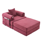 Poltrona modulare con poggiapiedi - design ergonomico e tasca laterale - in corduroy - rosso vino