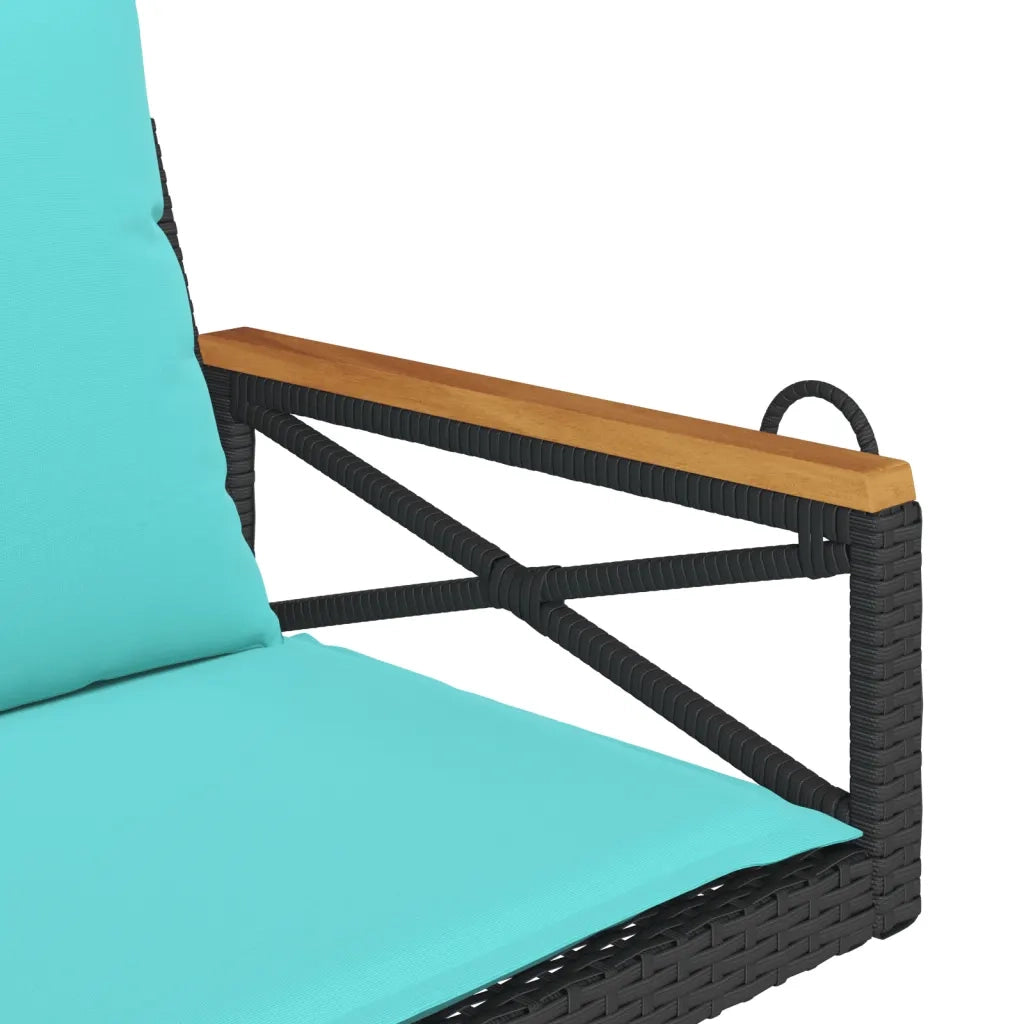 Panchina a Dondolo con Cuscini Nera 63x62x40 cm in Polyrattan