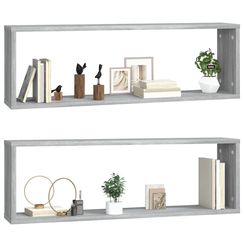 Mensole Cubo Muro 2 Grigio Sonoma 80x15x26,5 Legno Multistrato cod mxl 33375