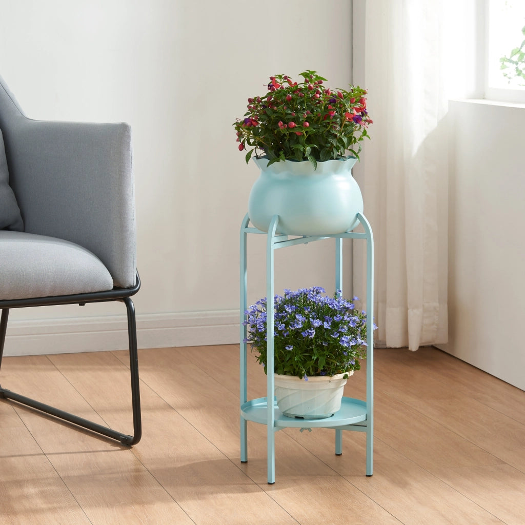 Stand Portapiante Altena 80,5 x 40 x 40 cm Metallo Azzurro [en.casa]