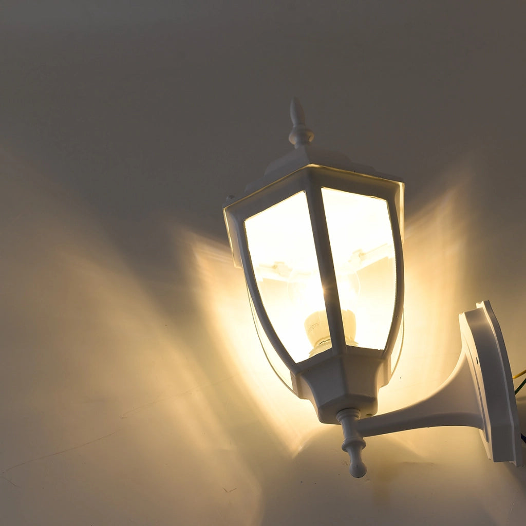 APPLIQUE DA ESTERNO A LANTERNA LAMPADA DA PARETE BIANCA IP45 CON ATTACCO E27 - PER ILLUMINAZIONE STILE VINTAGE