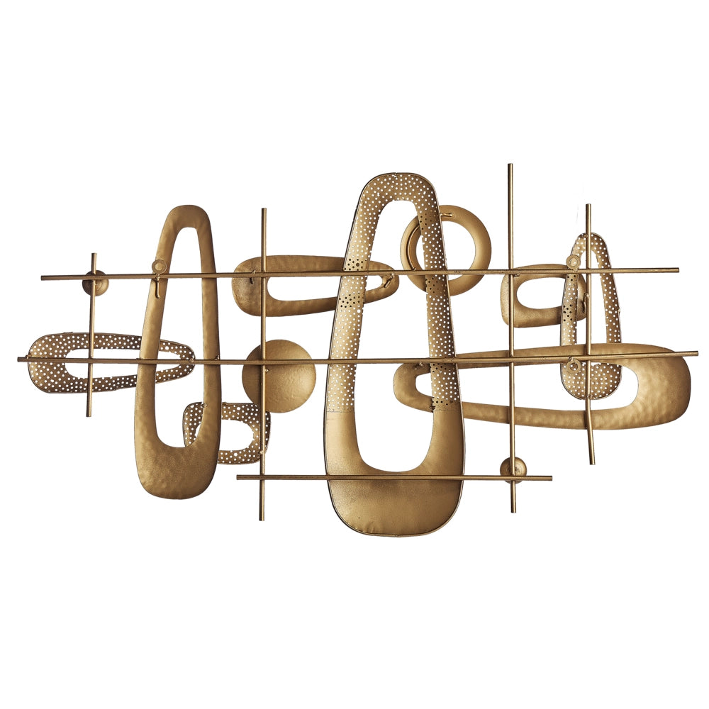Decorazione murale in metallo dorato 90 x 50 cm motivo astratto geometrico soggiorno camera da letto