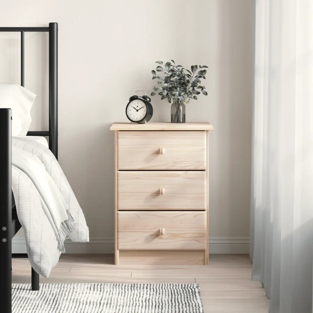 Comodino | Armadio da Notte | Mobiletto da notte ALTA 41x35x55,5 cm in Legno Massello di Pino