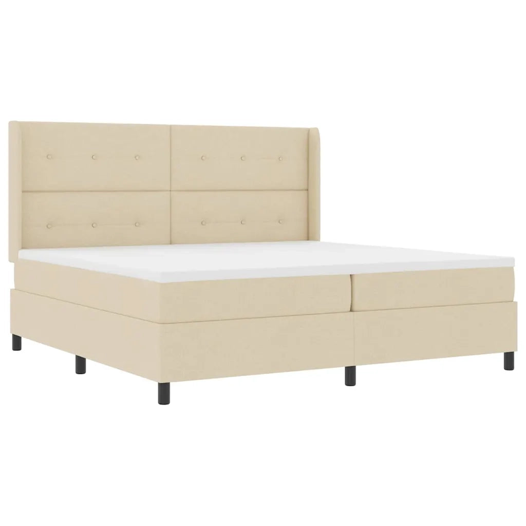 Letto a Sorgente LED con materasso Crema 200 x 200 cm Tessuto