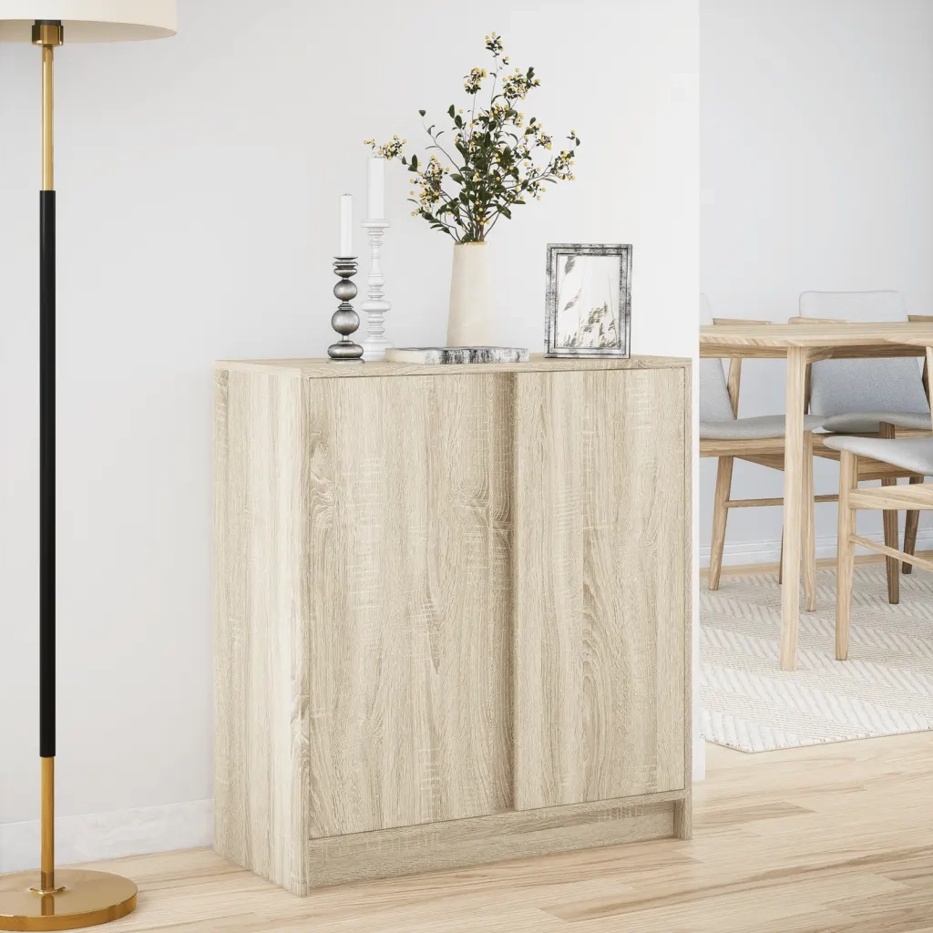 Credenza con LED Rovere Sonoma 77x34x85 cm in Legno Multistrato