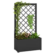 Letto da giardino rialzato con traliccio da 112 cm per piante rampicanti, Contenitore per piante da interno ed esterno Nero-Scaffali per piante
