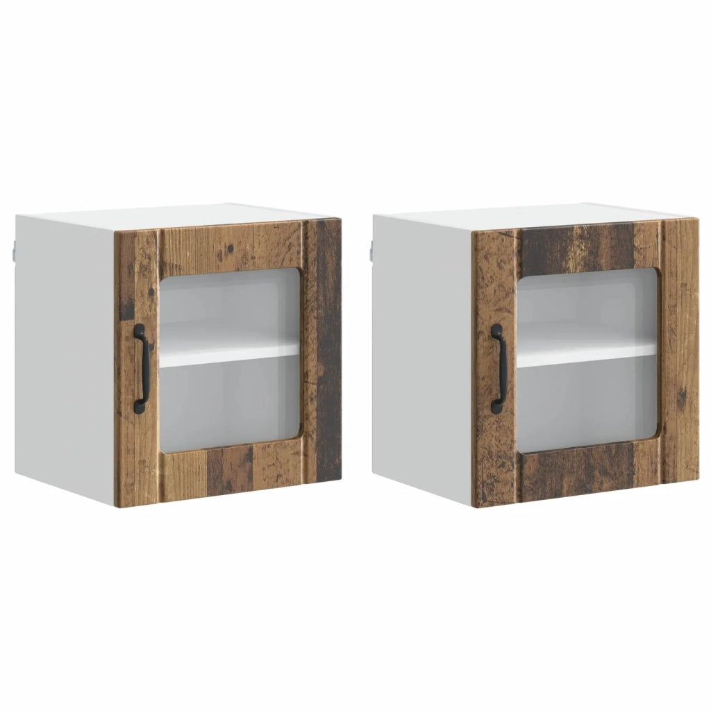 Pensile da cucina | Mobile in vetro da parete LUCCA 2 pz Legno antico