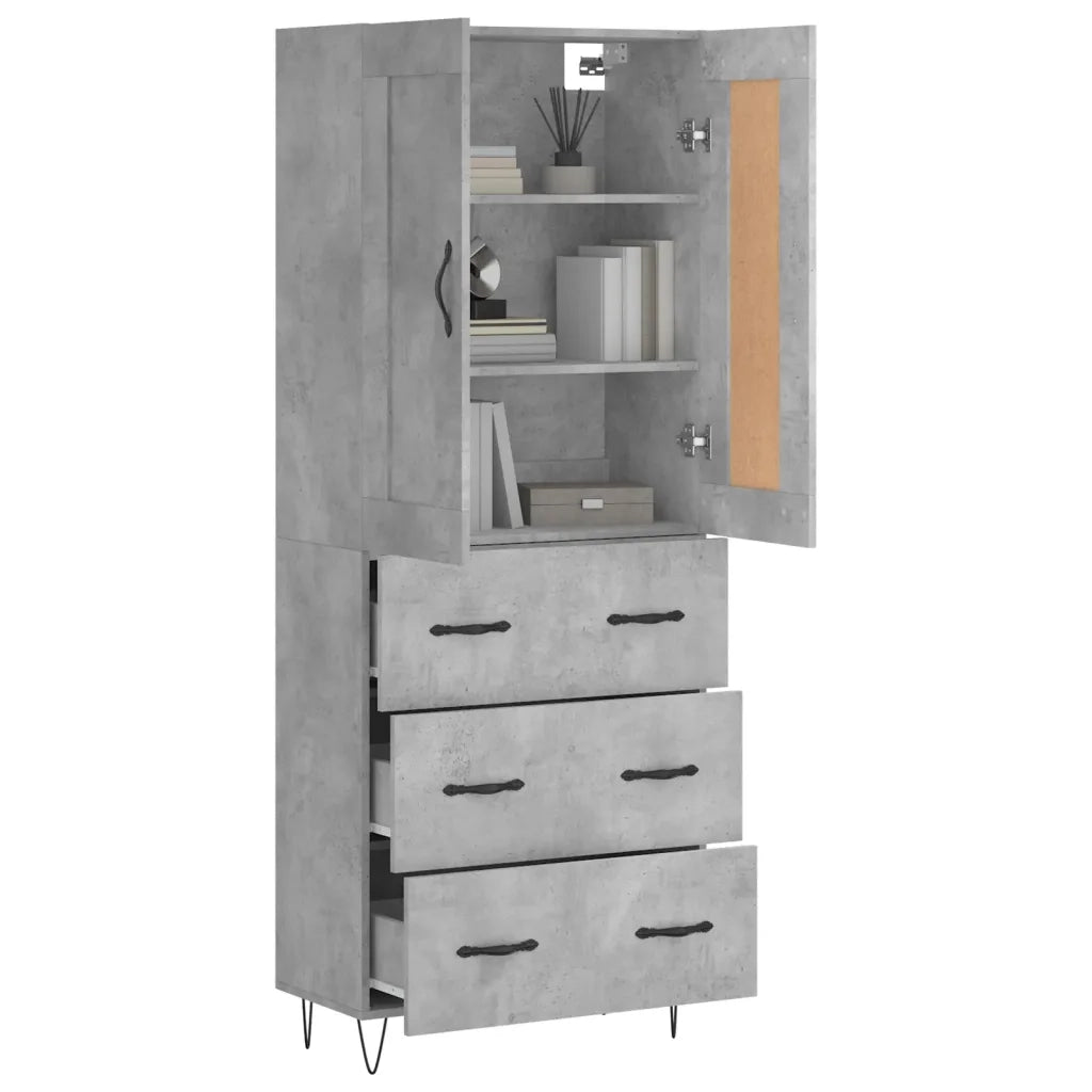 Credenza Grigio Cemento 69,5x34x180 cm in Legno Multistrato 3199781