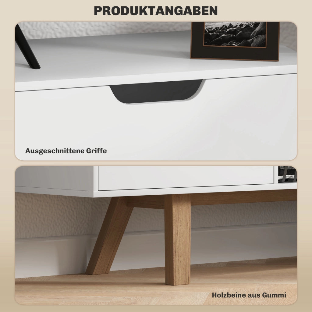 Mobile TV con cassetti e scaffali aperti ¨C zephmum ¨C MDF, bianco, 150x39x50 cm