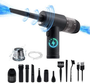 Doppio Uso Distrattore d'Aria Professionale, 6000mAh batteria ricaricabile aspirapolvere a mano con schermo di potenza, 43000/47000/51000 giri/min, 8 accessori per bocchetta e spazzola per ufficio/auto/divano